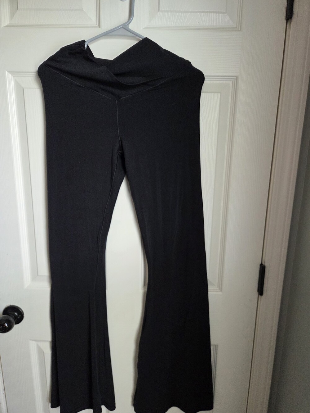 aerie Black Wide-Leg Flare Pants with Crossover Waist